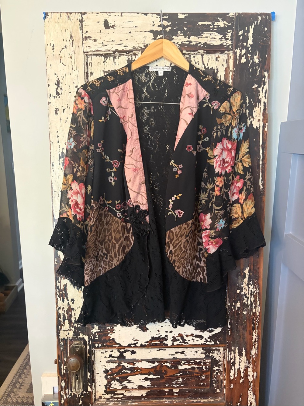 Black Lace Floral flutter Sleeve boho SpencerAlexis Women's Top. 1X